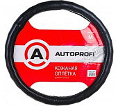 Оплетка AUTOPROFI кожа глянцевая ребр. черн. M AP-765BK